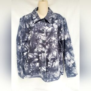 Empyre Auden Tie Dye Canvas Jean Jacket Black White Women's Size Large